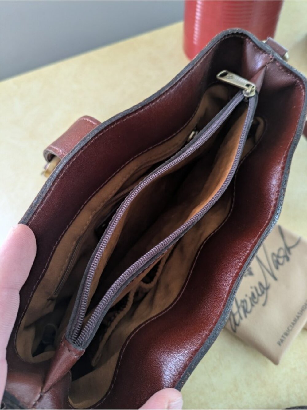 Patricia Nash Brown Leather Handbag Purse - Picture 12 of 14